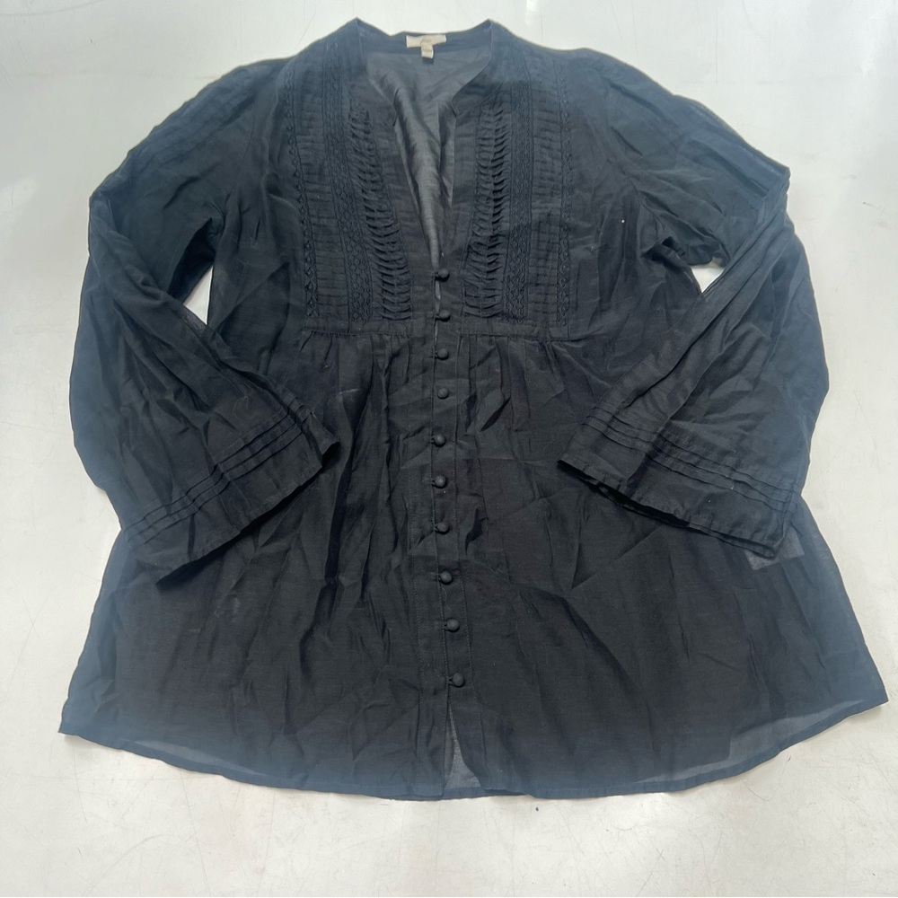 joie women’s black cotton silk blouse M L125-7 - Picture 2 of 6